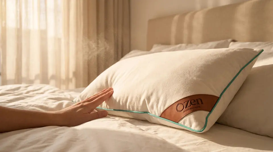 Detalle del tejido de una almohada OZEN con costura fina